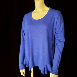 Lord & Taylor Blue & Silver Sparkly Long Sleeve Shirt
